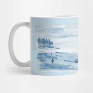 Family on the beach strand at Bjorno Sweden - blue Mug